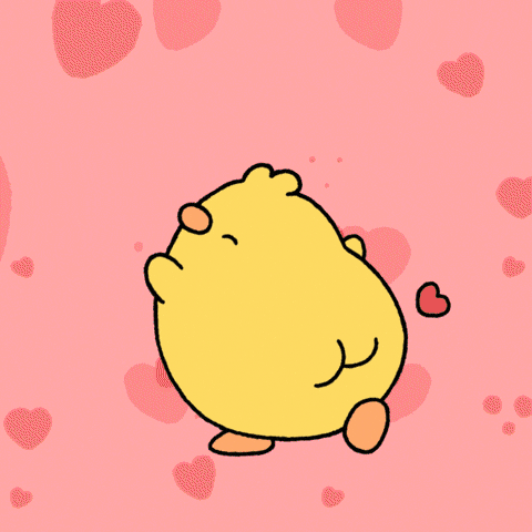 Cute dancing duck with hearts
